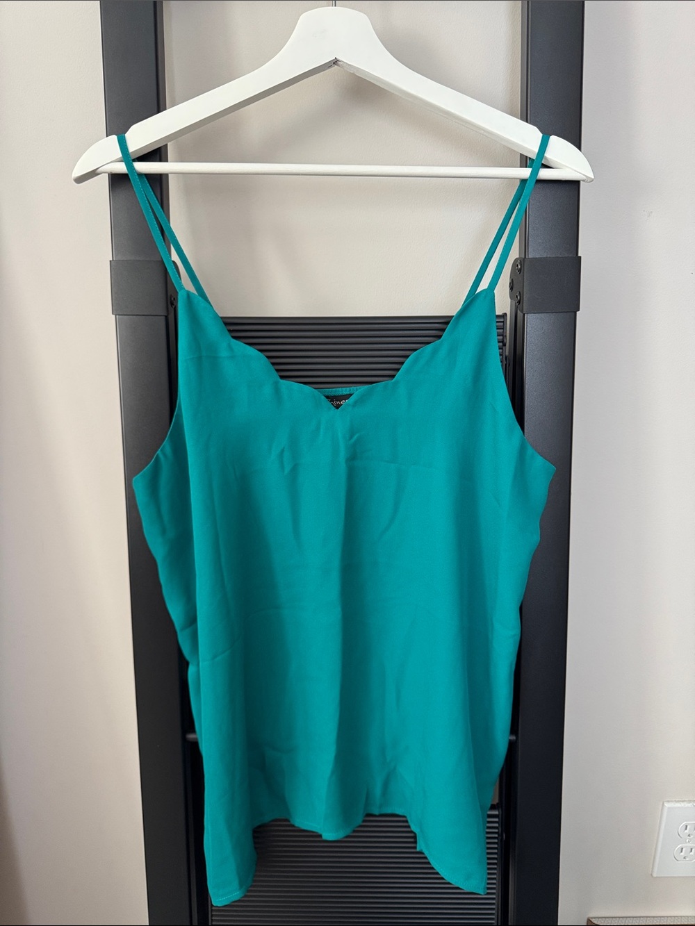 Shinestar Teal Double-Strap Scallop V-Neck Camisole